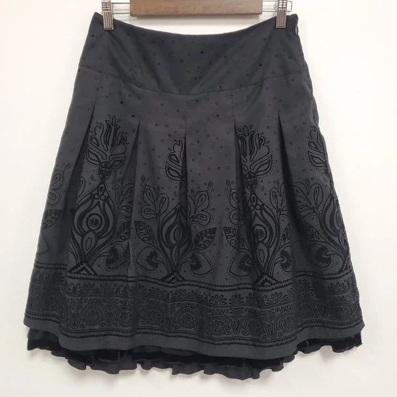Apt 9 Womens Velvet Burnout Fairy Grunge Whimsigoth Skirt Size 4 Black Romantic - Picture 1 of 12